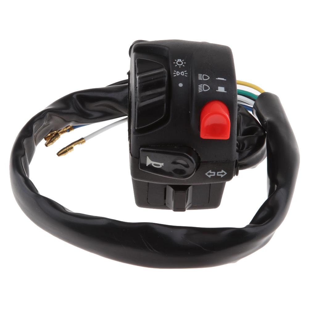 Motorcycle 7/8" 22mm LH Handlebar Light Switch ON OFF Button for Honda Bike