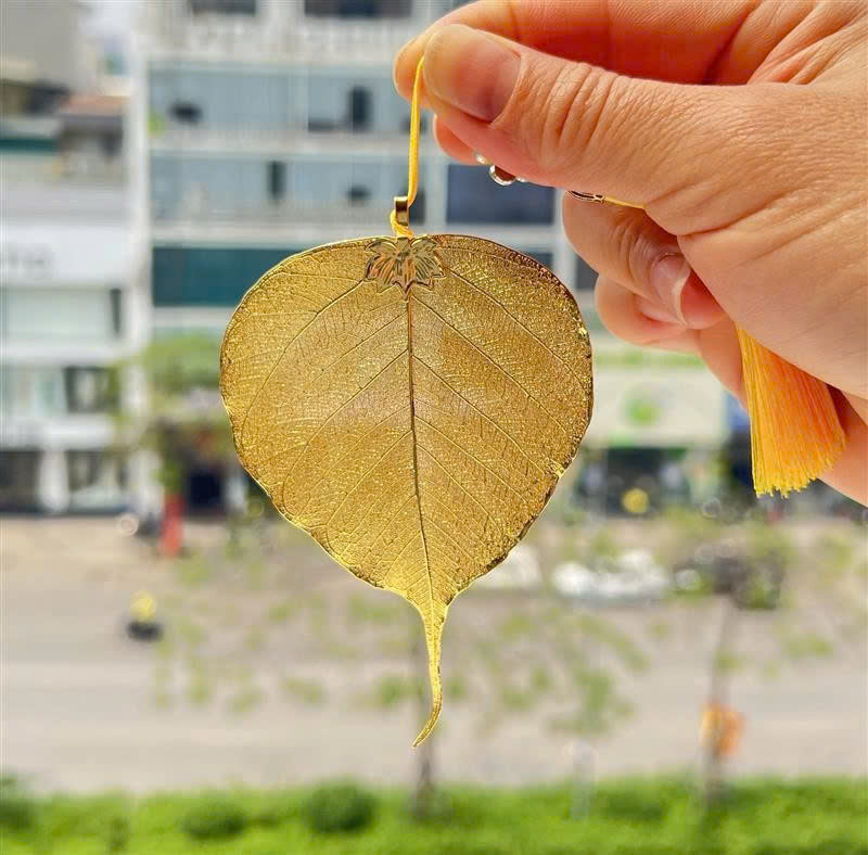 Lá bồ đề tự nhiên mạ vàng 24k