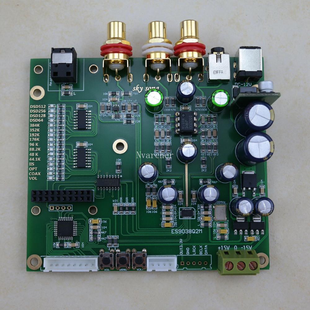 NVArcher ES9038Q2M Bộ giải mã Decoder Fiber USB Input I2S iis SPDIF Bảng giải mã DAC DAC DEC DECODER với màn hình 32bit 384K DSD256