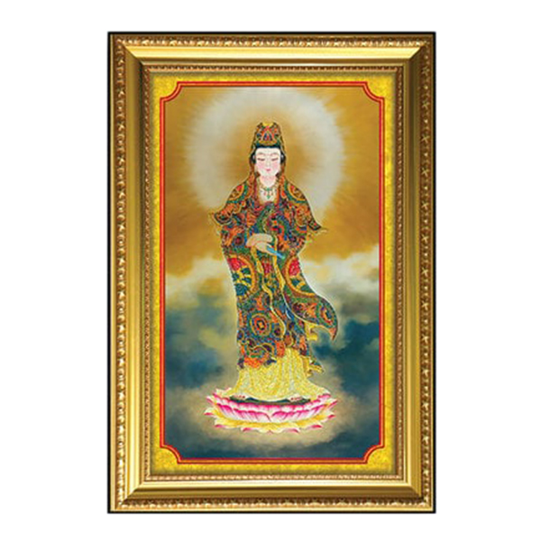 Tranh Phật Quan Âm Đứng Trên Đài Sen W633