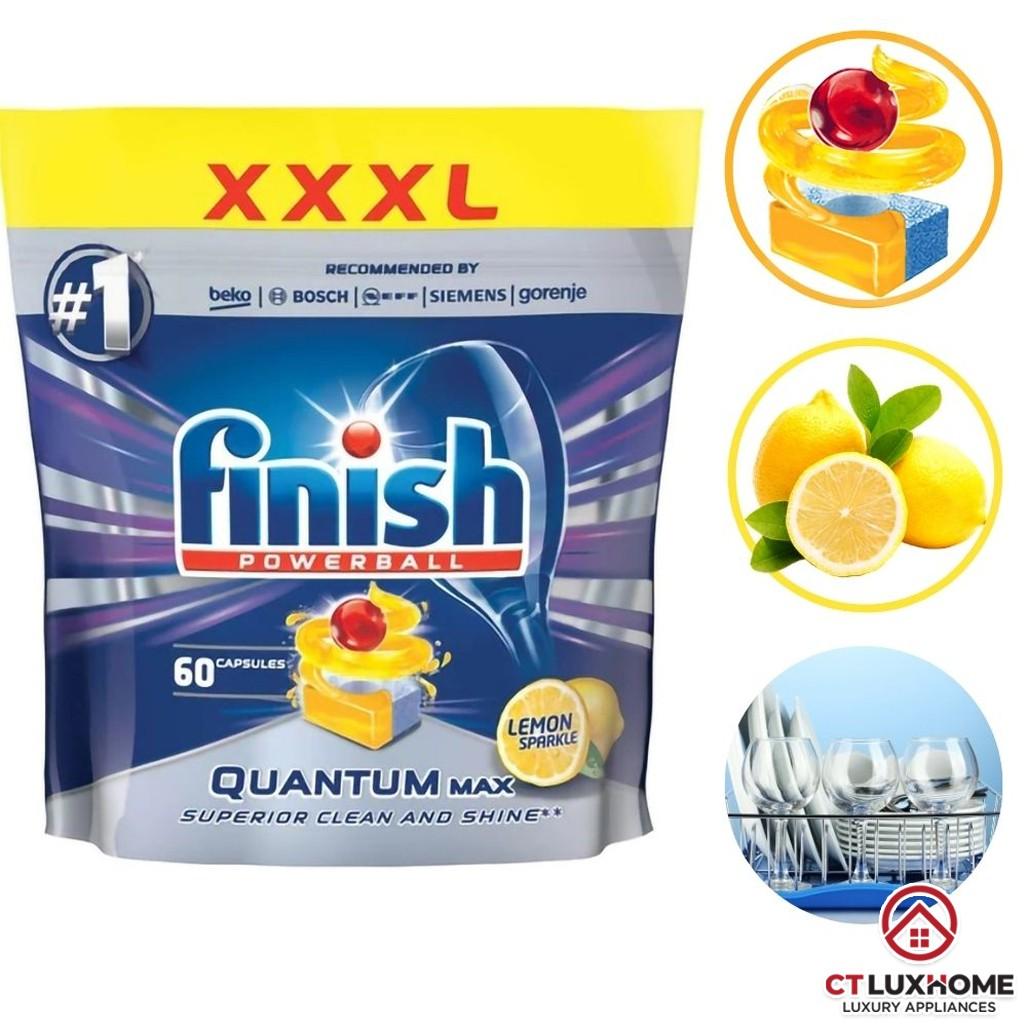 Viên rửa chén bát Finish Quantum 60 viên hương chanh