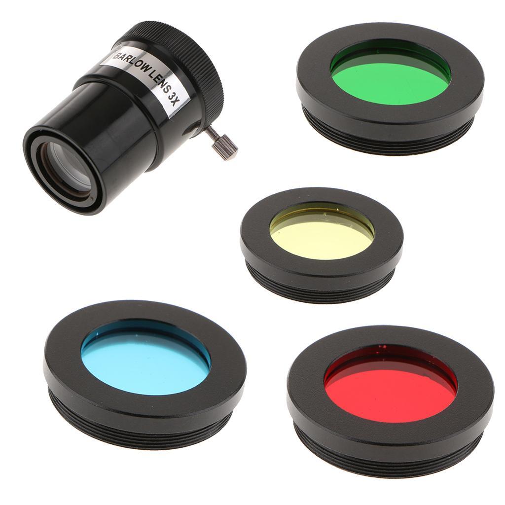 Barlow Lens 1.25inch/31.7mm Astronomy Telescope Eyepiece 3X & Filter Set Kit