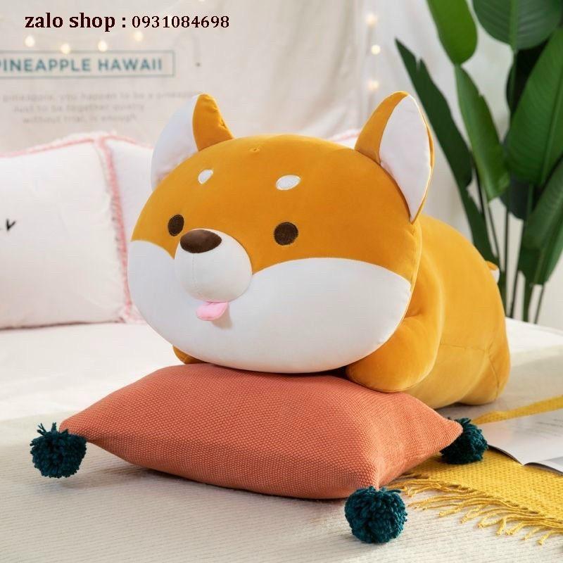 Gấu Bông Chó Shiba Nằm Lè Lưỡi size 70cm/90cm