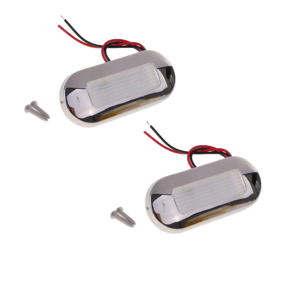 2pcs Marine/Boat LED Oblong Oval Surface Mount Courtesy White Light 12V