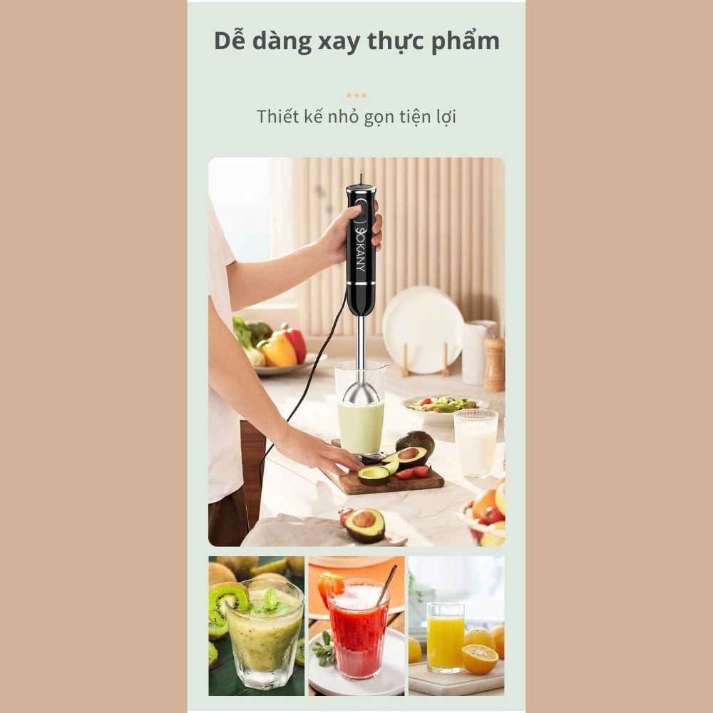 Máy xay cầm tay đa năng SOKANY SK-1722 xay sinh tố, xay cá, cháo bột nhanh chóng dễ dàng vệ sinh - HÀNG CHÍNH HÃNG