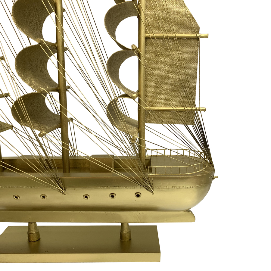 [Dài 32cm - Giao hàng nguyên chiếc] Mô hình tàu thuyền gỗ trang trí nhà cửa - tàu gỗ phong thủy thuận buồm xuôi gió - Vàng Ánh Kim