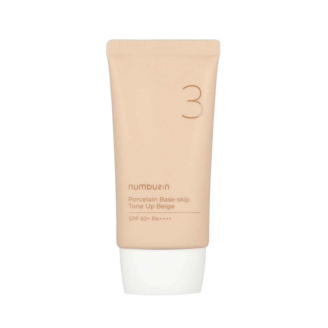 Kem Chống Nắng Nâng Tone Numbuzin No.3 Porcelain Base-Skip Tone Up Beige SPF50+ PA++++ 50ml