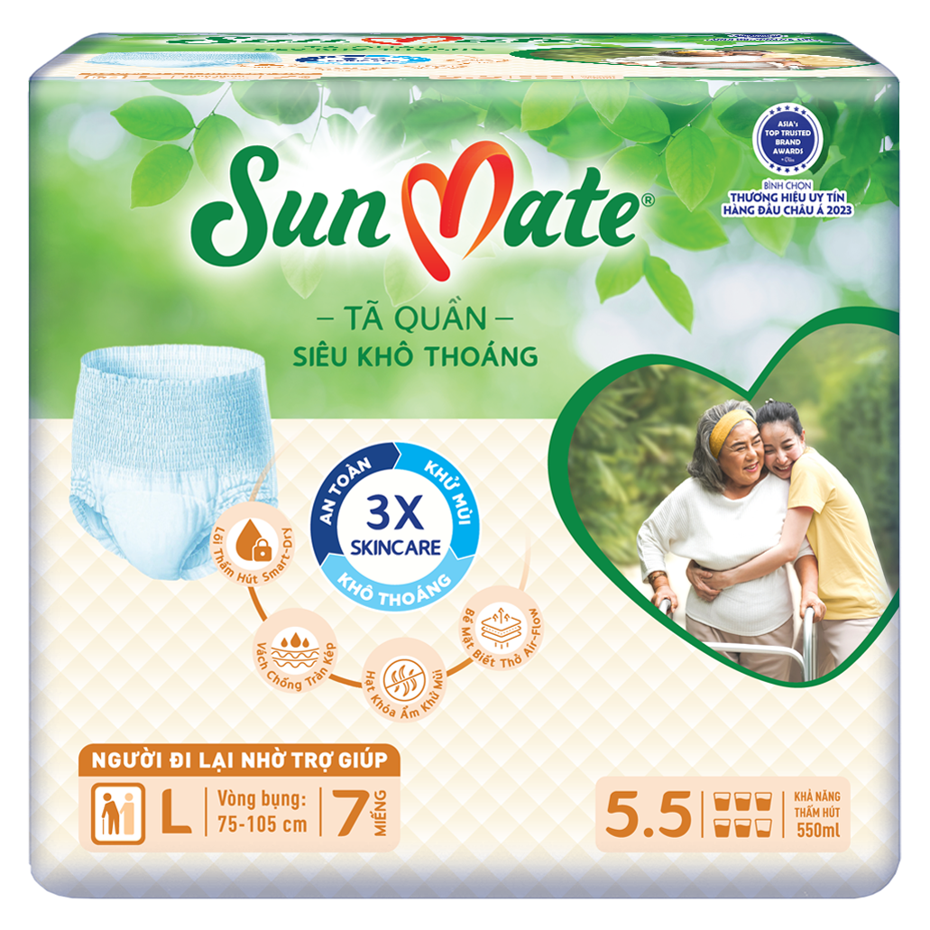 Combo 4 Gói Tã Quần Người Lớn SunMate Siêu Khô Thoáng size M8, L7