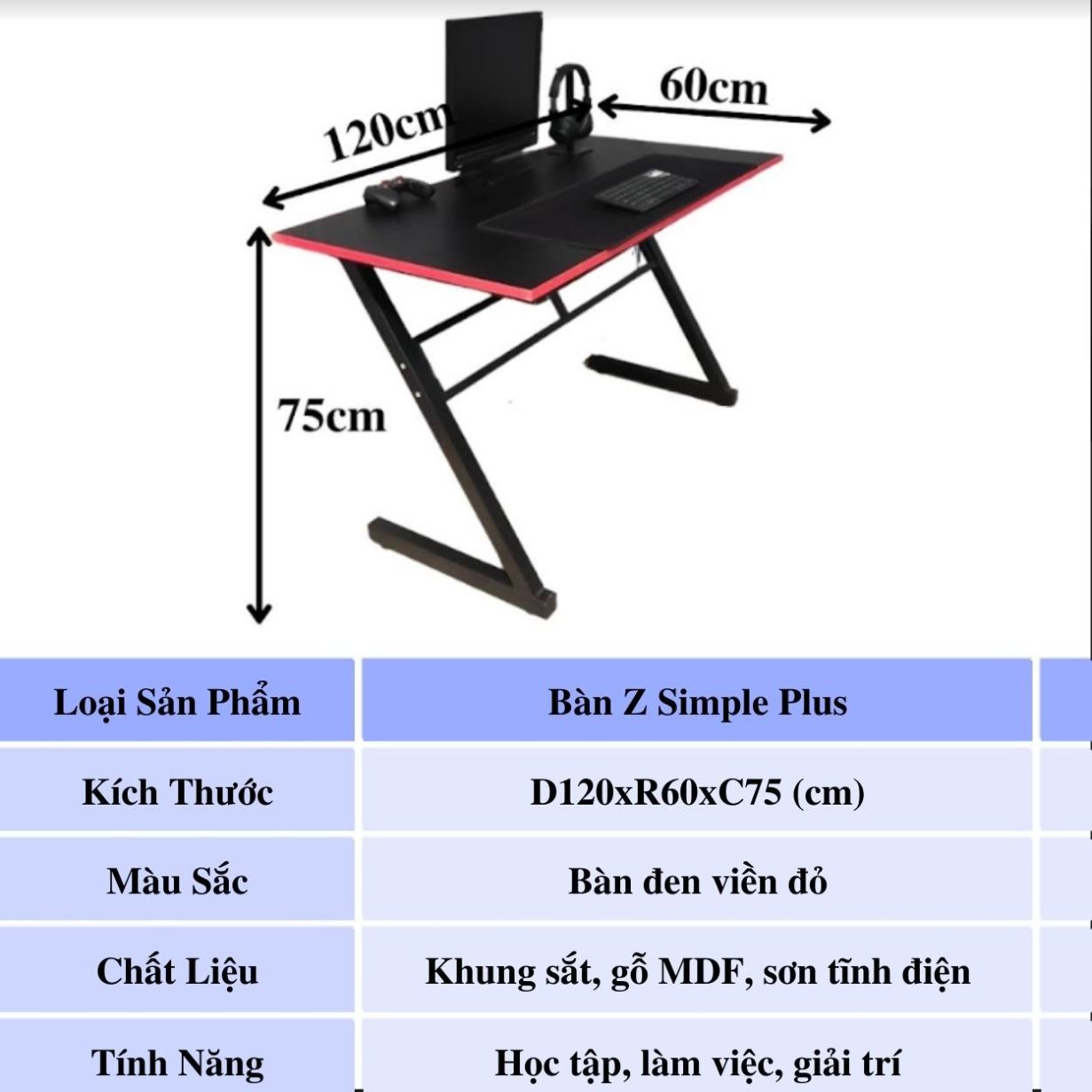 Bàn chữ Z, bàn làm việc, học tập mặt gỗ chân sắt sơn tĩnh điện FUFUTECH kích thước dài 1m, 1m2, 1m4 vững chắc