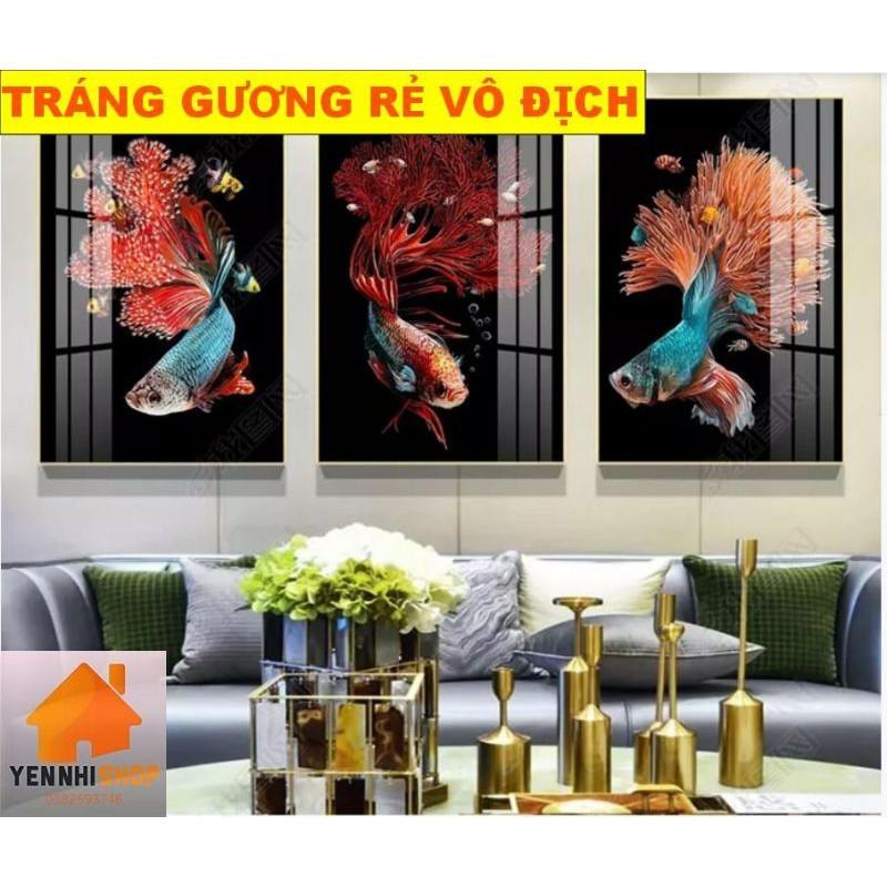 Xả combo tranh tráng gương cá đỏ