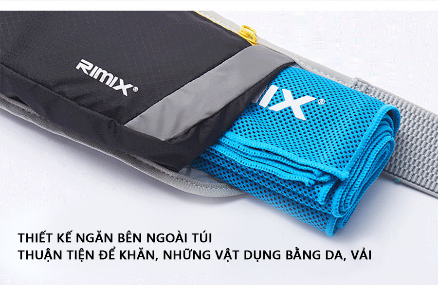 Túi đeo hông đeo bụng chạy bộ chống nước, dây đeo thoáng khí Rimix RM5502