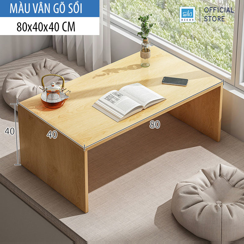 Bàn Ngồi Bệt Làm Việc, Thưởng Thức Cafe Nhỏ Xinh Thương Hiệu Sib Decor Blv72 - 80X40X40Cm - Vân Gỗ Sồi