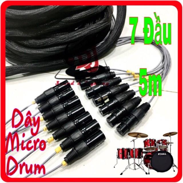 Dây tin hiệu drum dây 7 đầu Jack dài 5m XLR đực cái dây Micro drum 7 đầu dây nhạc cụ drum