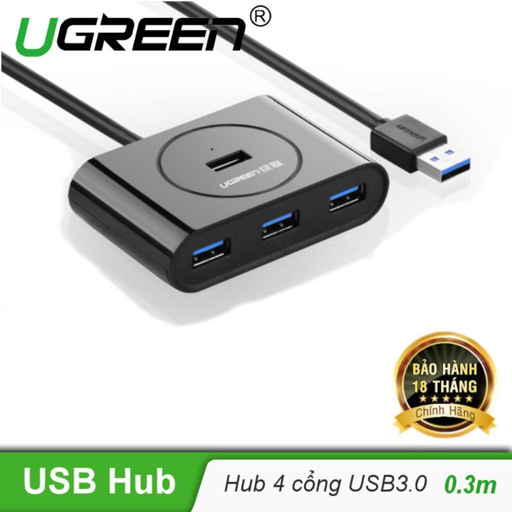 Bộ chia USB 3.0 ra 4 cổng dài 0.3m - Hub USB 3.0 Ugreen 20290-20291 - Hàng chính hãng