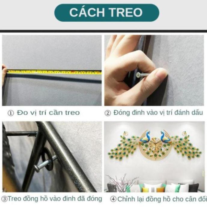 Đồng Hồ Con Công Trang Trí Phòng Khách Đẹp TT2888