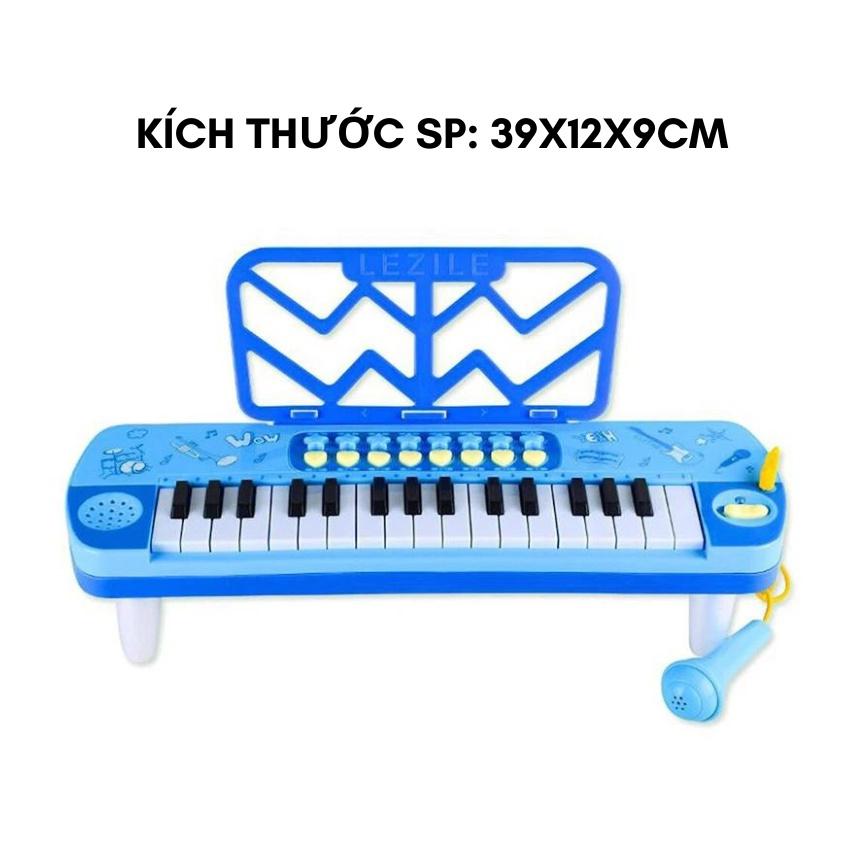Đồ chơi đàn piano cho bé có nhạc và mic xịn xò 2 màu hồng và xanh