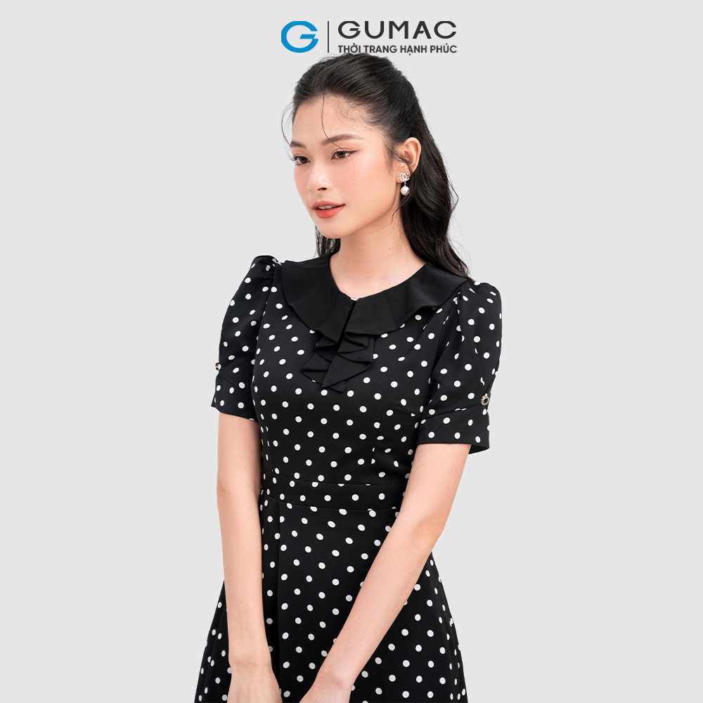 Đầm bi phối bâu cổ thời trang GUMAC DC12066