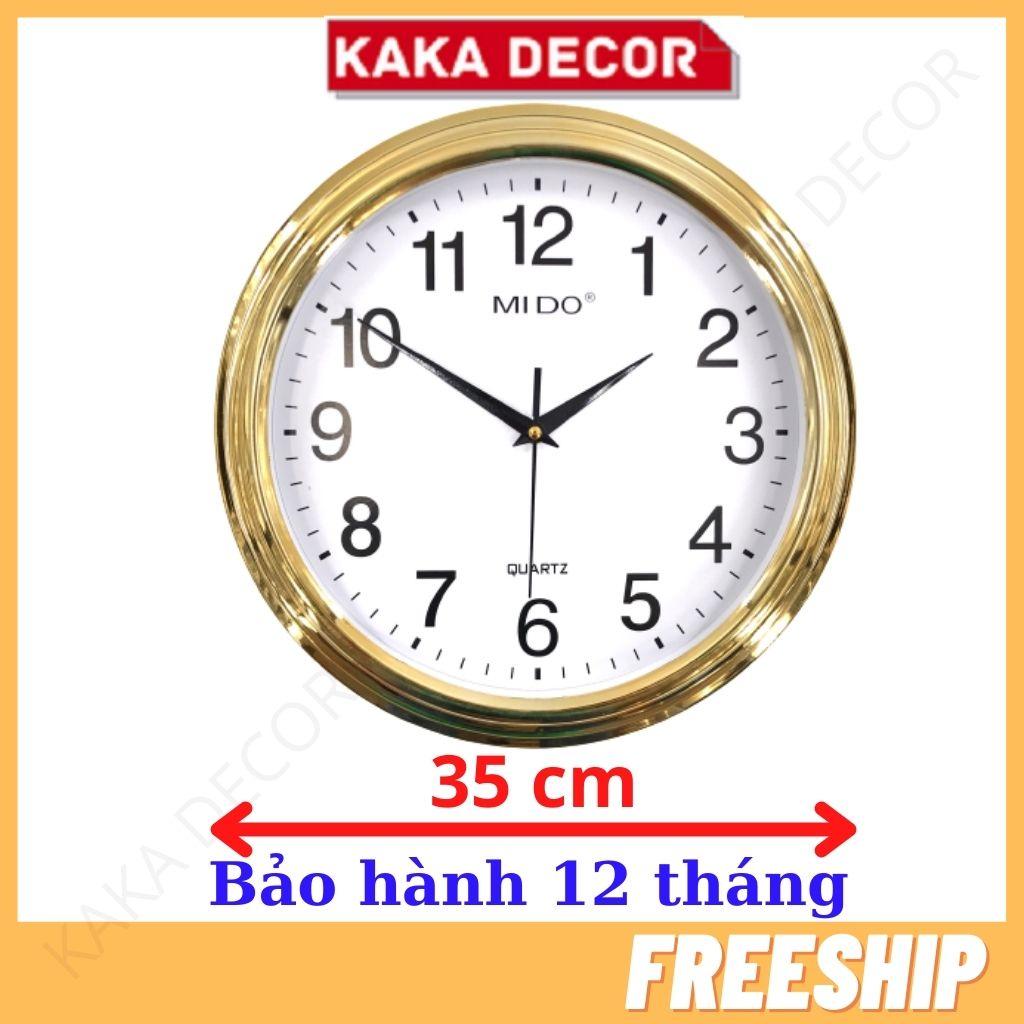 Đồng hồ treo tường trang trí loại to 35cm, đồng hồ treo tường decor hình tròn mẫu mới viền kim loại sang trọng hiện đại