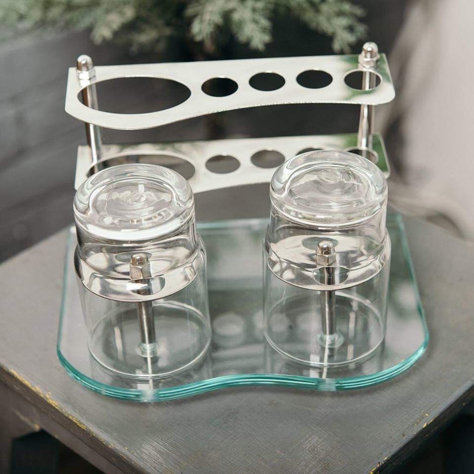 Kệ Đựng Kem Đánh Răng, Kệ Ly Đôi Kiếng Cường Lực, Thanh Inox 304 Siêu Bền
