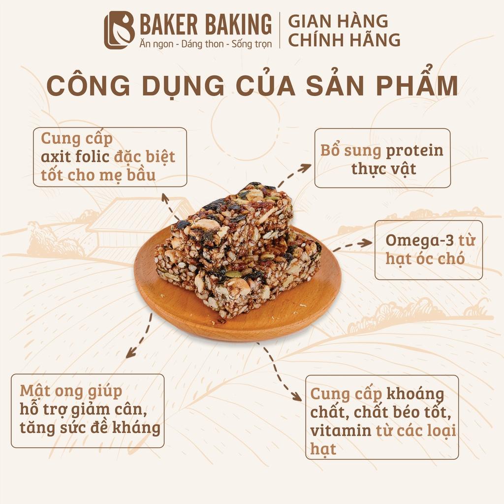 Thanh hạt gạo lứt rong biển Baker Baking không đường, thanh bar energy tiện lợi cho người eatclean, tập gym, tăng cơ 25g