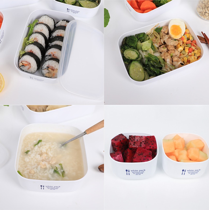 Set 02 hộp đựng thực phẩm White Pack 1000ml và 900ml, có nắp mềm giúp bảo quản thực phẩm sạch sẽ -nội địa Nhật Bản