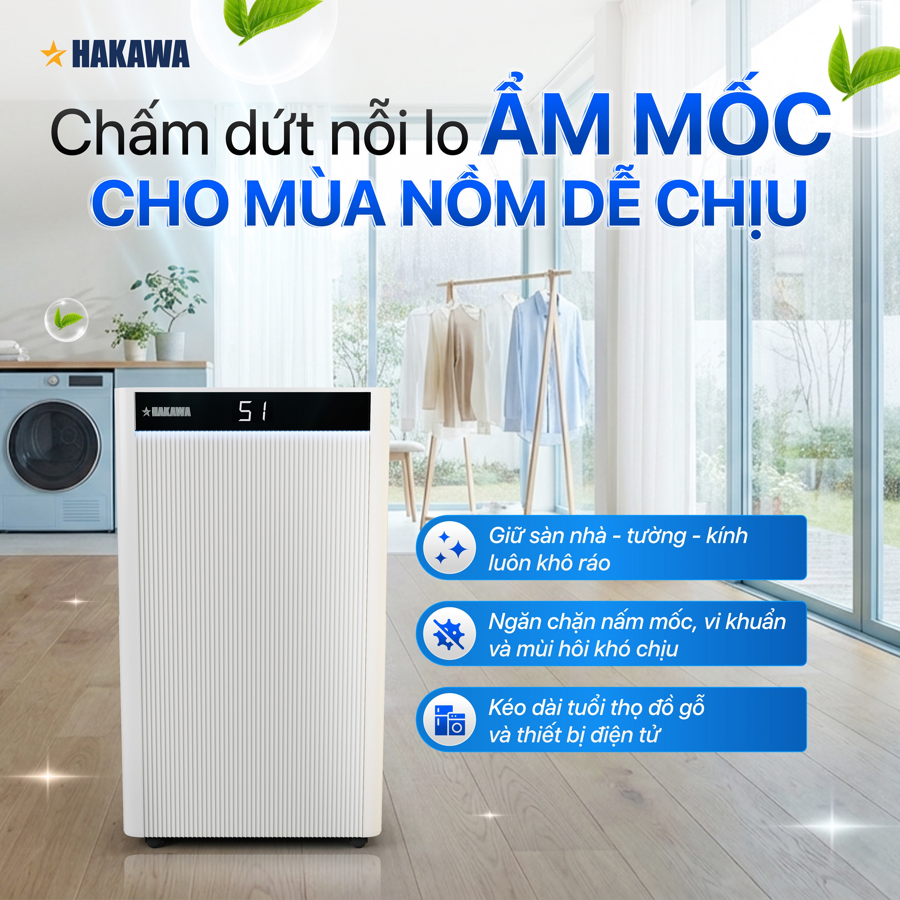 Máy hút ẩm Airdog Hakawa M320 Công Nghệ Khí Nén – Hút Nhanh, Giảm Ẩm Nồm, Dùng Cho Phòng 60m² - Hàng Chính Hãng