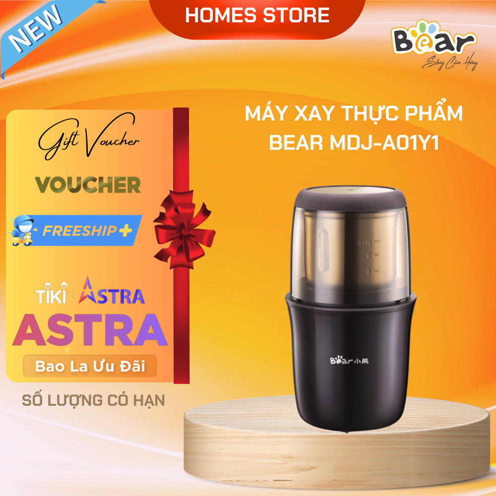 Máy Xay Thực Phẩm Khô Bear Mdj - A01Y1 Mdj - A02G3 Xay Cực Mịn, Dung Tích 200 Ml, Công Suất 200W - Hàng Chính Hãng