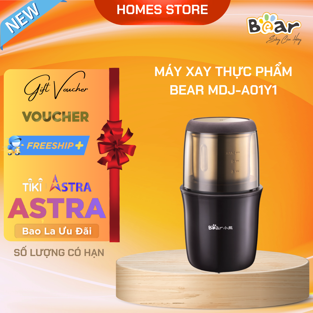 Máy Xay Thực Phẩm Khô BEAR MDJ-A01Y1 (MDJ-A02G3) Xay Cực Mịn, Dung Tích 200 ML, Công Suất 200W- Hàng Chính Hãng