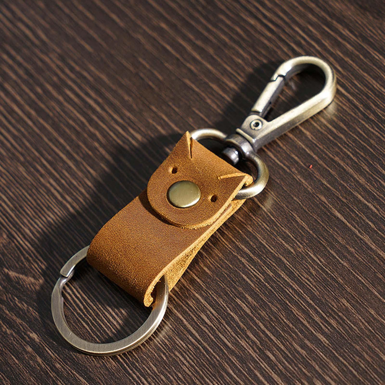 Leather Keychain Key Ring Unisex Business Key Chain Ring Fob