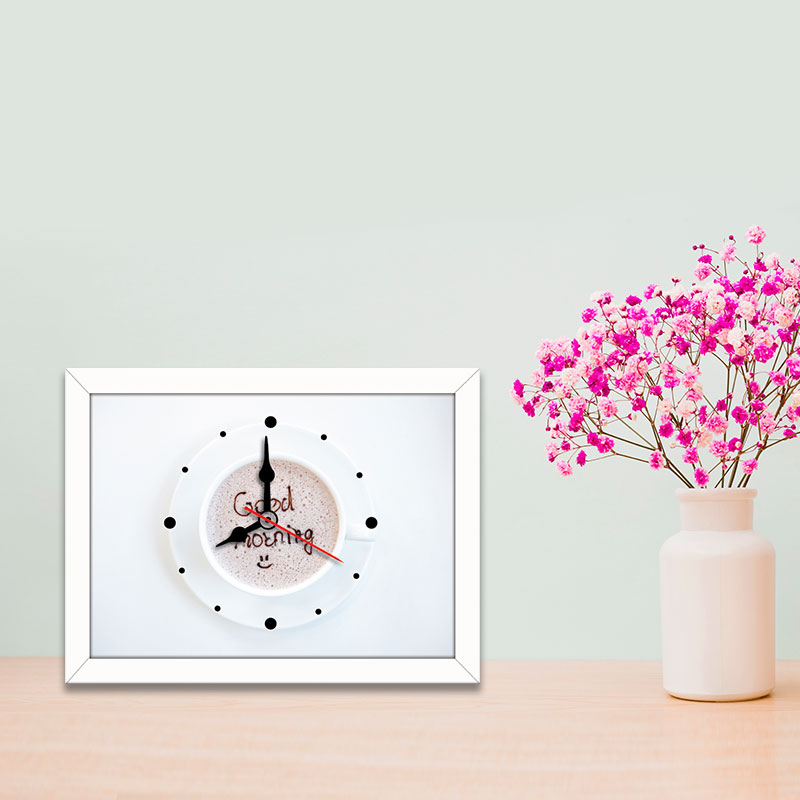 Tranh đồng hồ để bàn hình tách cà phê | Đồng hồ trang trí WC060