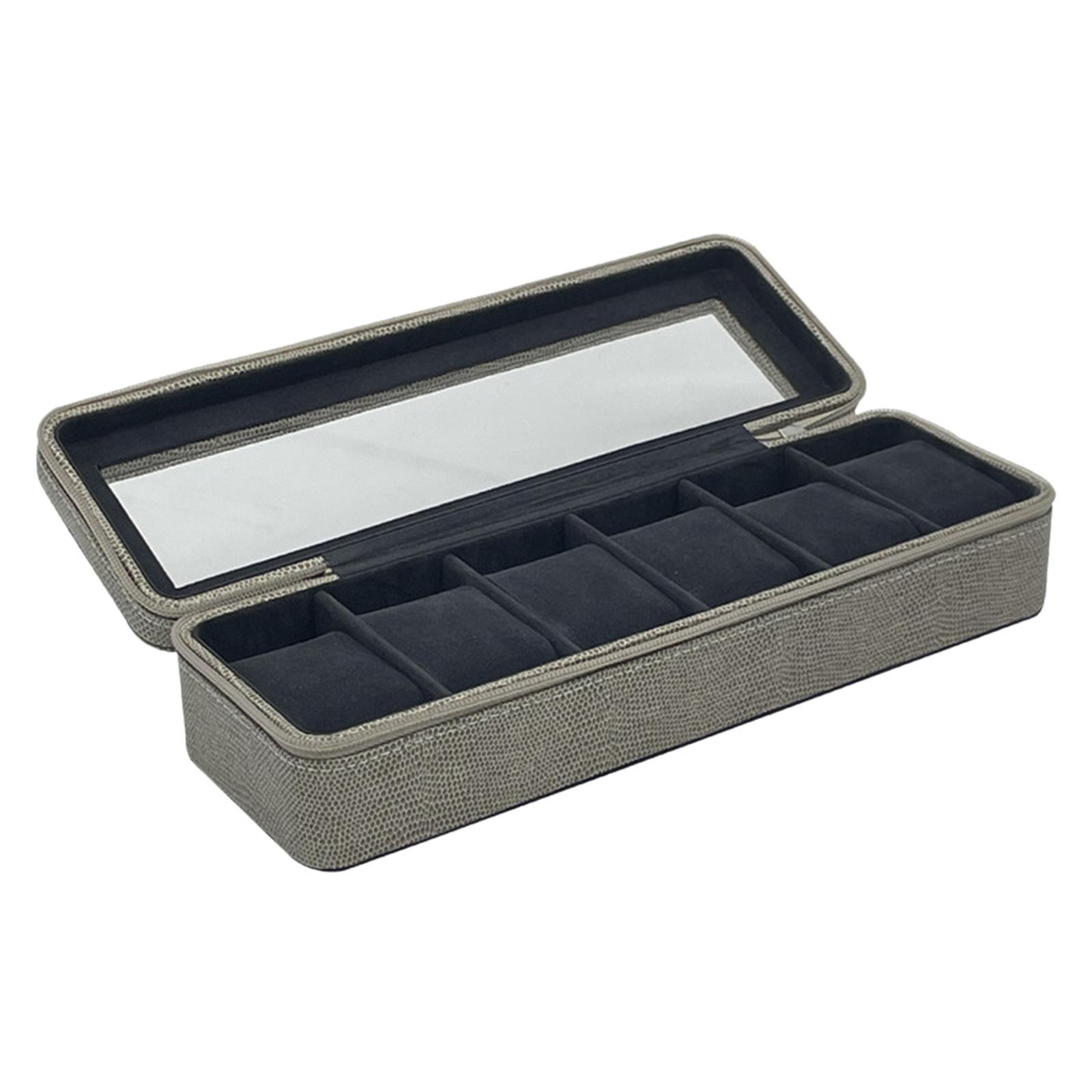 Watch Box Fits All Wristwatches 6 Slot Jewelry Storage for Men and Women