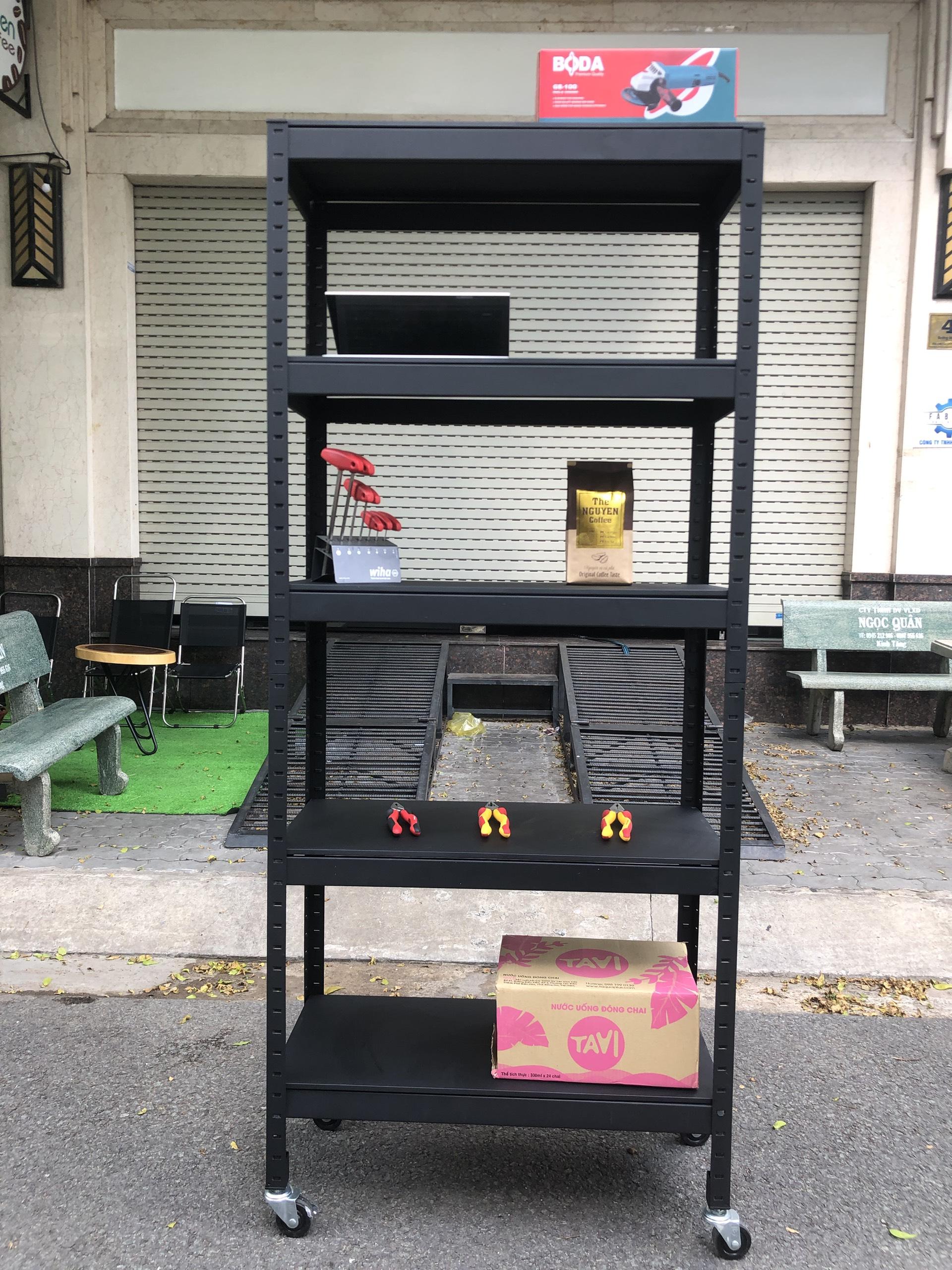 Kệ có bánh xe 5 tầng đa năng 81cm màu đen