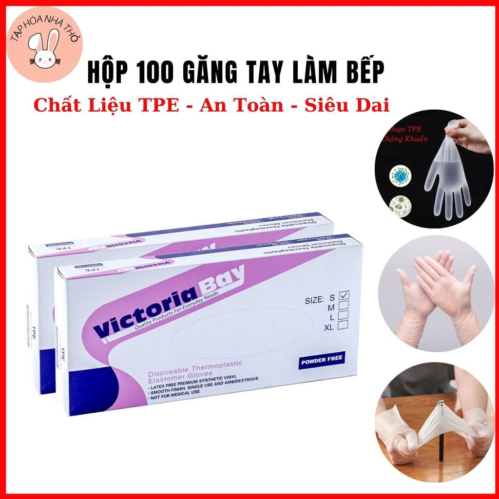 Hộp 100 Găng Tay Nấu Ăn Siêu Dai Victoria Bay, Chất Liệu TPE Không Mùi, Găng Tay Siêu Dai