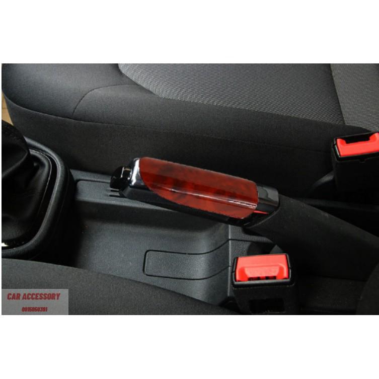 Bọc phanh tay ô tô hàng loại 1 màu vân gỗ carbon