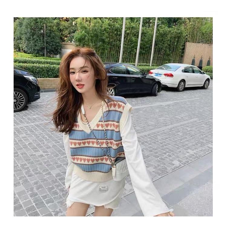 MS555 Áo gile len nữ trái tim trẻ trung Quảng Châu