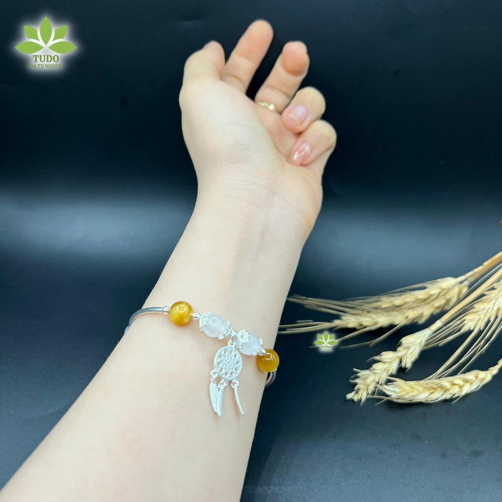 Vòng Tay Nữ Đẹp - Vòng Phong Thủy Mệnh Kim Charm Dreamcatcher TUDO VCBMHVT VCBMOON B3K640 AG925