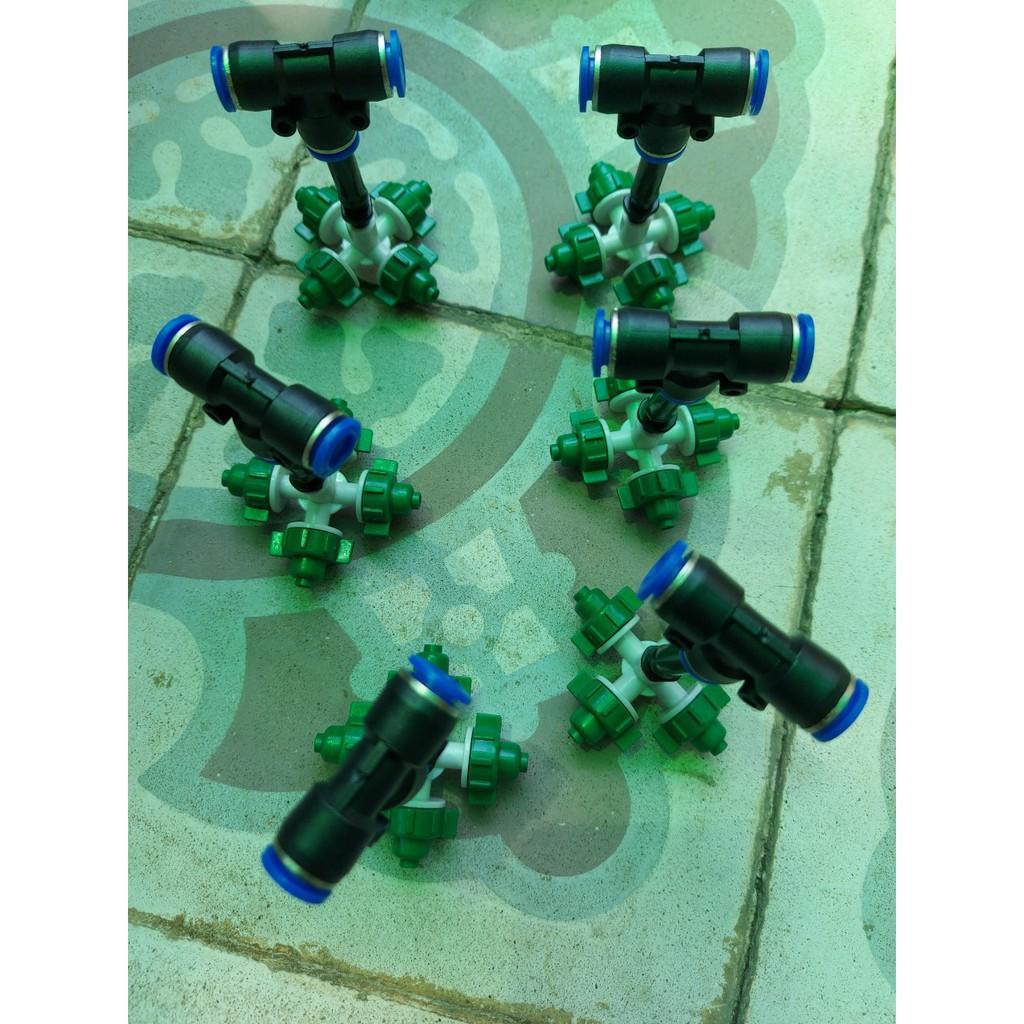 5 BỘ Béc phun sương 4 hướng gắn T 8mm