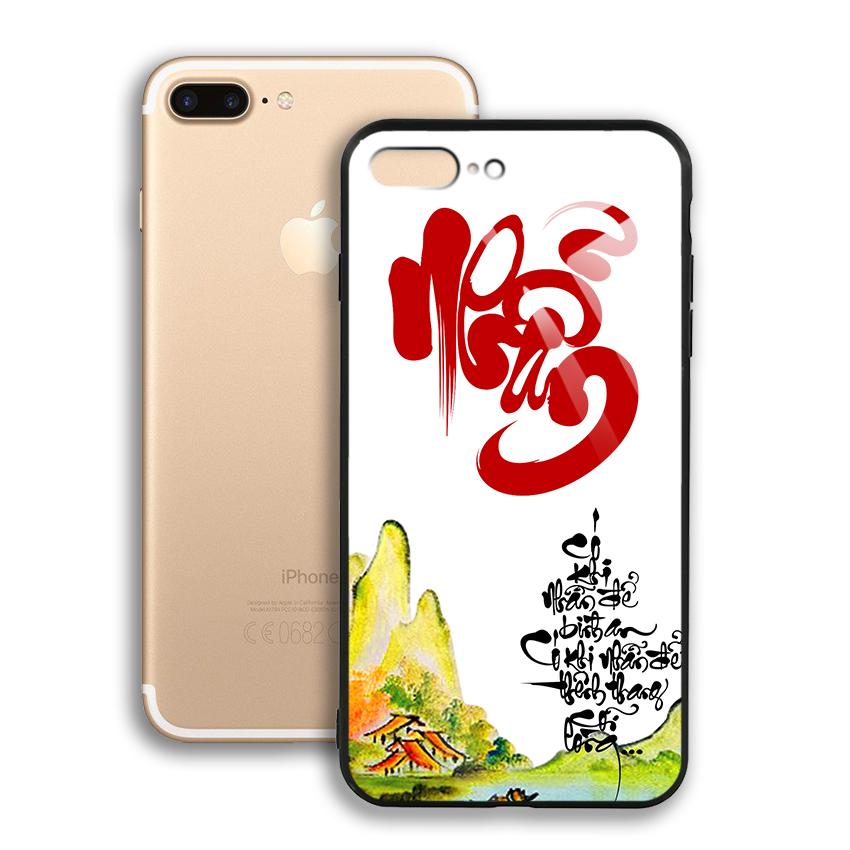 Ốp Lưng Kính Cường Lực cho Iphone 7 Plus / 8 Plus - In chữ thư pháp - 03004 - 7808 NHAN02 -  Hàng Chính Hãng