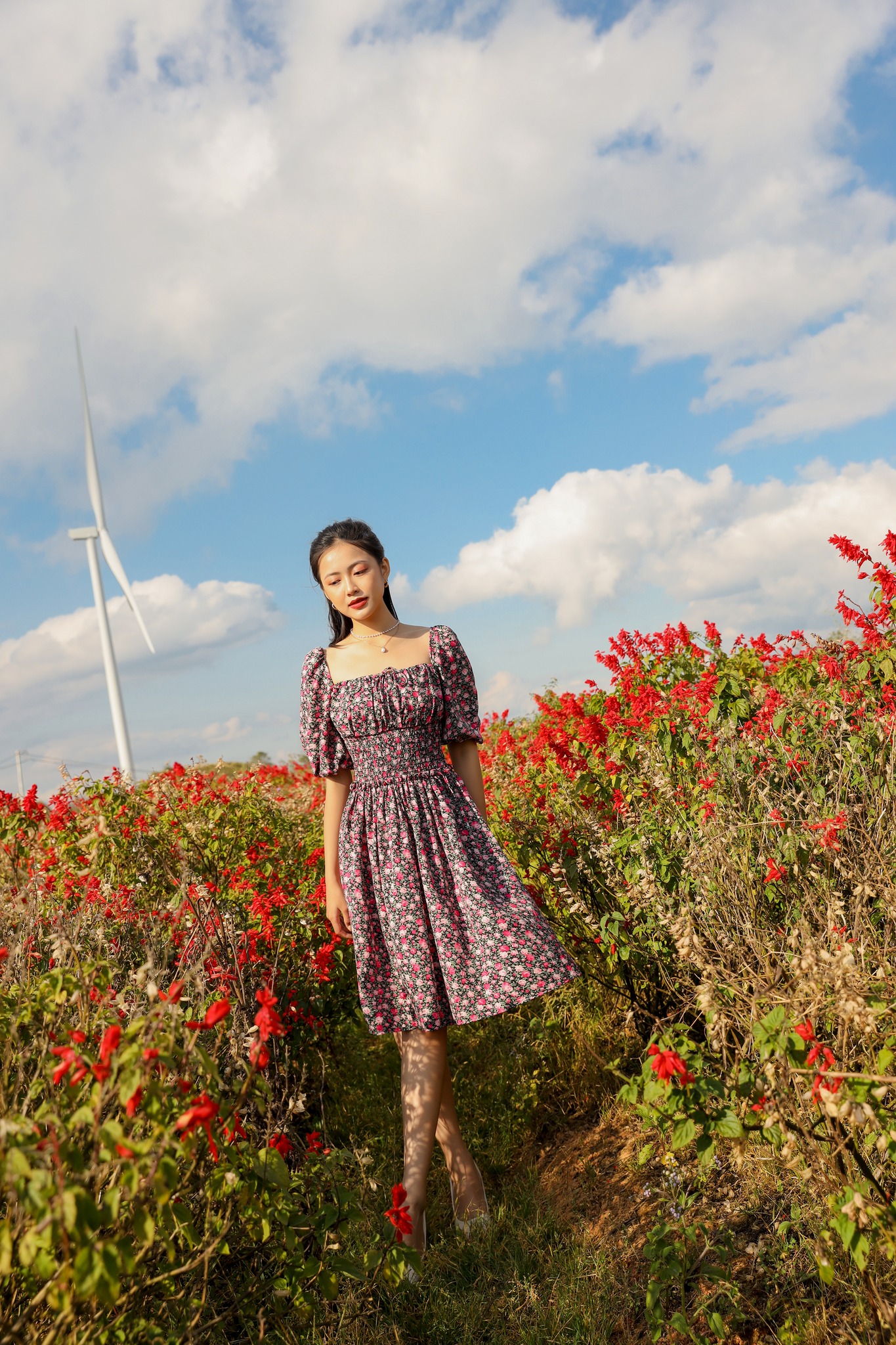 OLV - Đầm Hibiscus Square Neck Dress