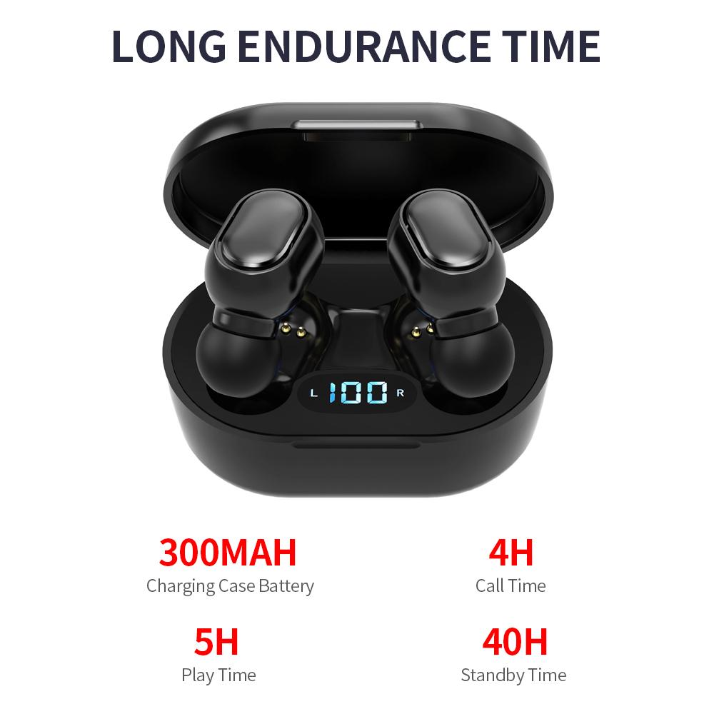 E7S Wireless BT5.0 Headphones In-ear Sports Earbuds with LED Display Screen HiFi Sound Quality Smart Touch Control