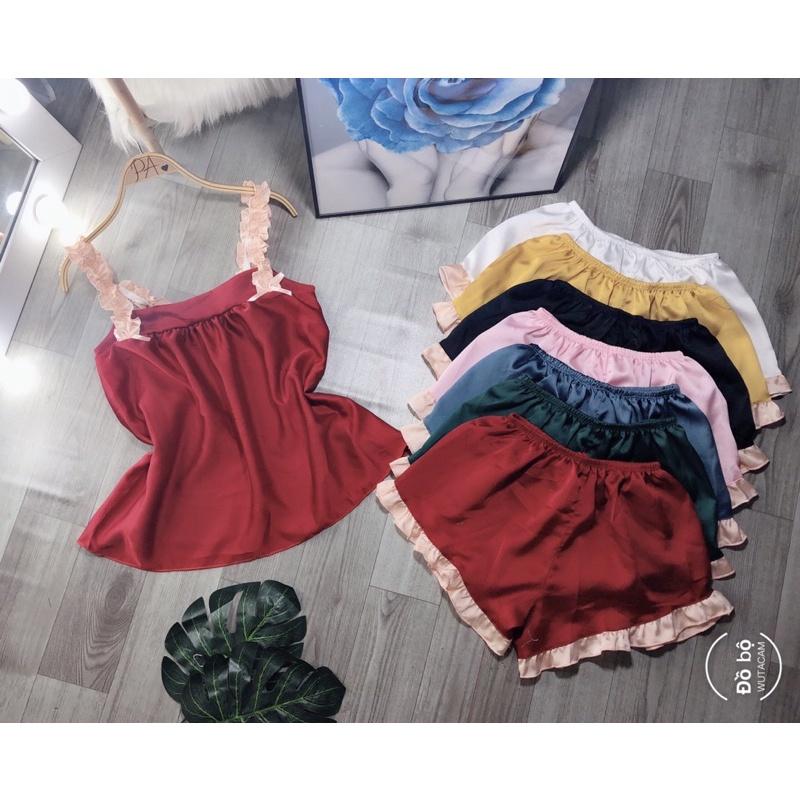Đồ ngủ 2 dây, đồ ngủ dễ thương, đồ bộ đùi nữ đồ mặc nhà dây bèo ảnh thật- Phuongaliceshop