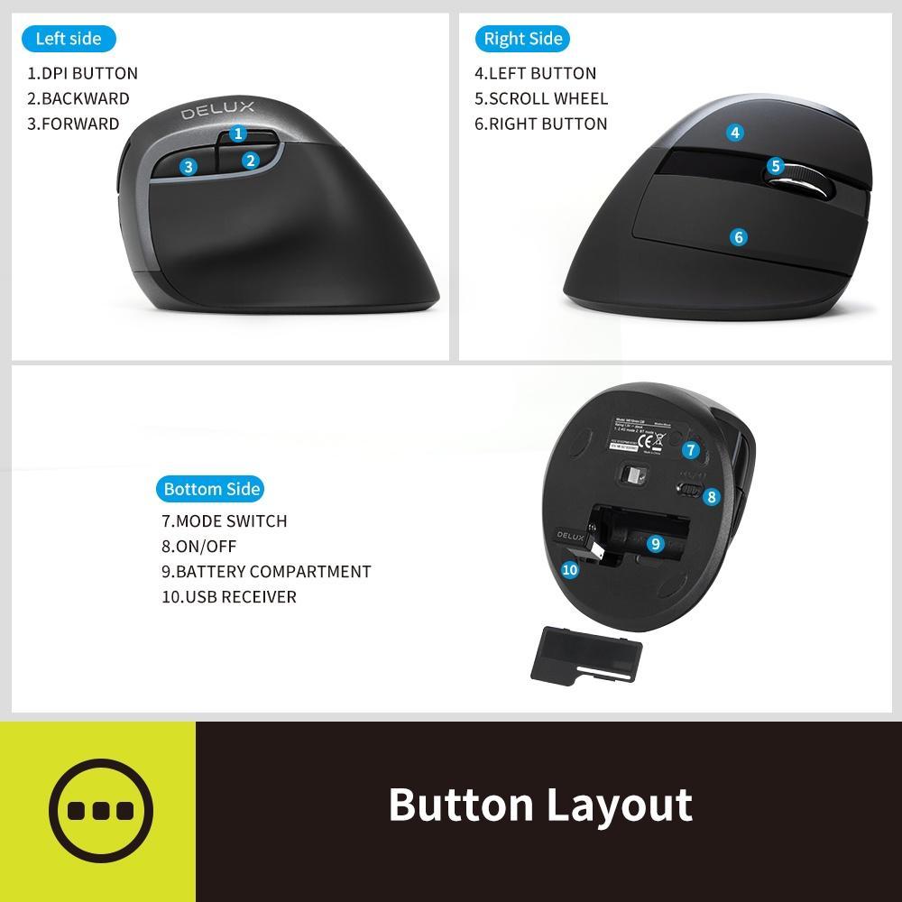 Chuột quang không dây DELUX M618 DB RGB 2.4GHz cho máy tính