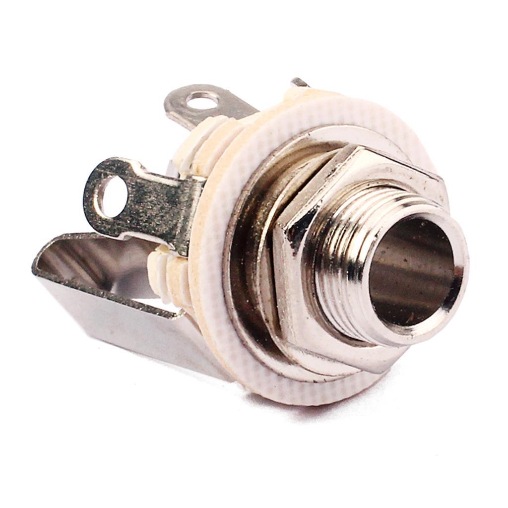 Pack of 6 Stereo Electric Guitar Jack 1/4" 6.35mm Stereo Plug Sockets Nickle