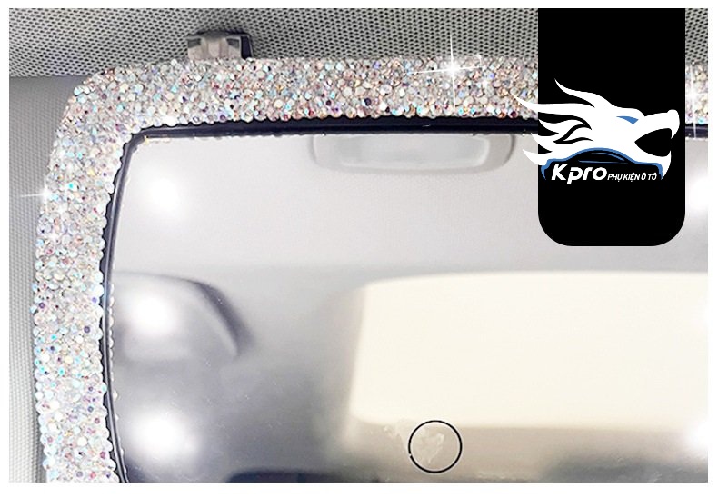 Gương trang điểm ô tô đính đá có đèn led cảm ứng, xài pin - Hàng Kpro chất lượng cao