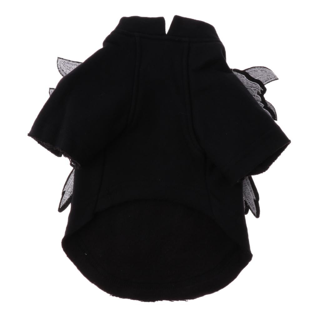 Angel Wings Pet Dog Cat Cotton Clothes Coat Autumn Winter Apparel Black S