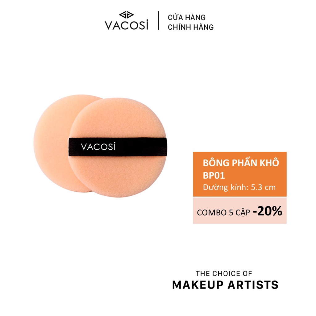 BÔNG PHẤN KHÔ TRÒN NHỎ VACOSI (BỊCH 2 CÁI ) BP01