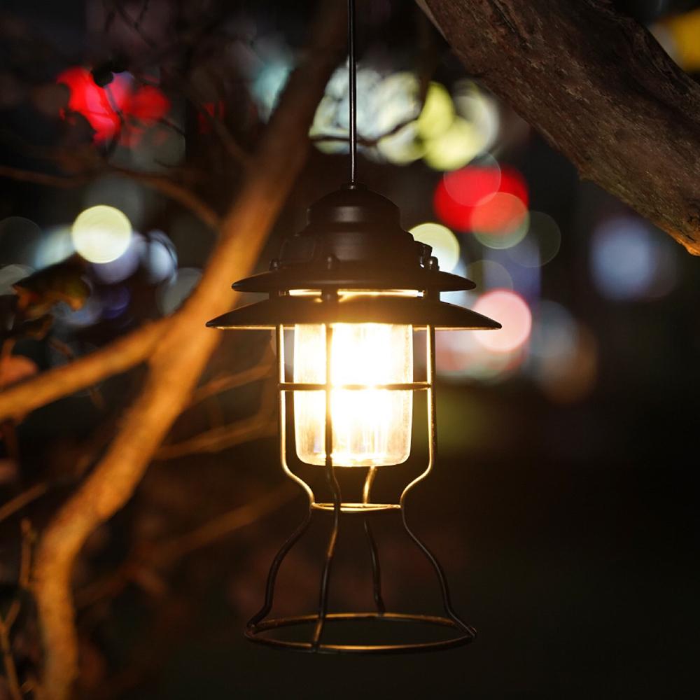 Đèn lồng phong cách retro chống thấm nước USB có thể sạc lại chiếu sáng ban đêm cho sân vườn hiên cắm trại