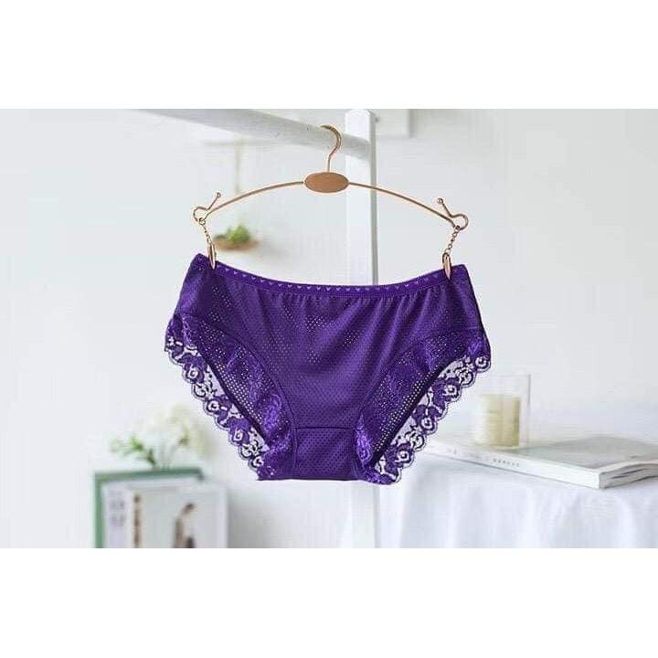 Lố 10 quần lót cotton viền ren chất thông hơi 6033