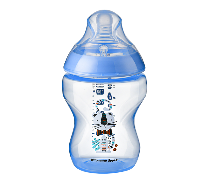 Bình Sữa Ty Siêu Mềm Tự Nhiên Tommee Tippee Closer To Nature 260ml, Núm Ty Của Bình 3-6 Tháng - Xanh Dương