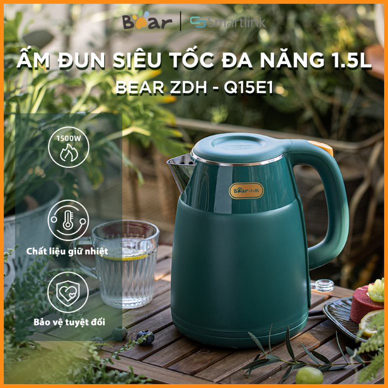 Bình Đun Siêu Tốc Đa Năng Bear ZDH-Q15E1 1.5L - Hàng Chính Hãng